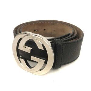 GUCCI Interlocking G Leather Belt sz:95/3BK0610